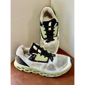 On Cloudstratus White Black Sage Green Running Shoes 39.98997 Womens Size 8 READ